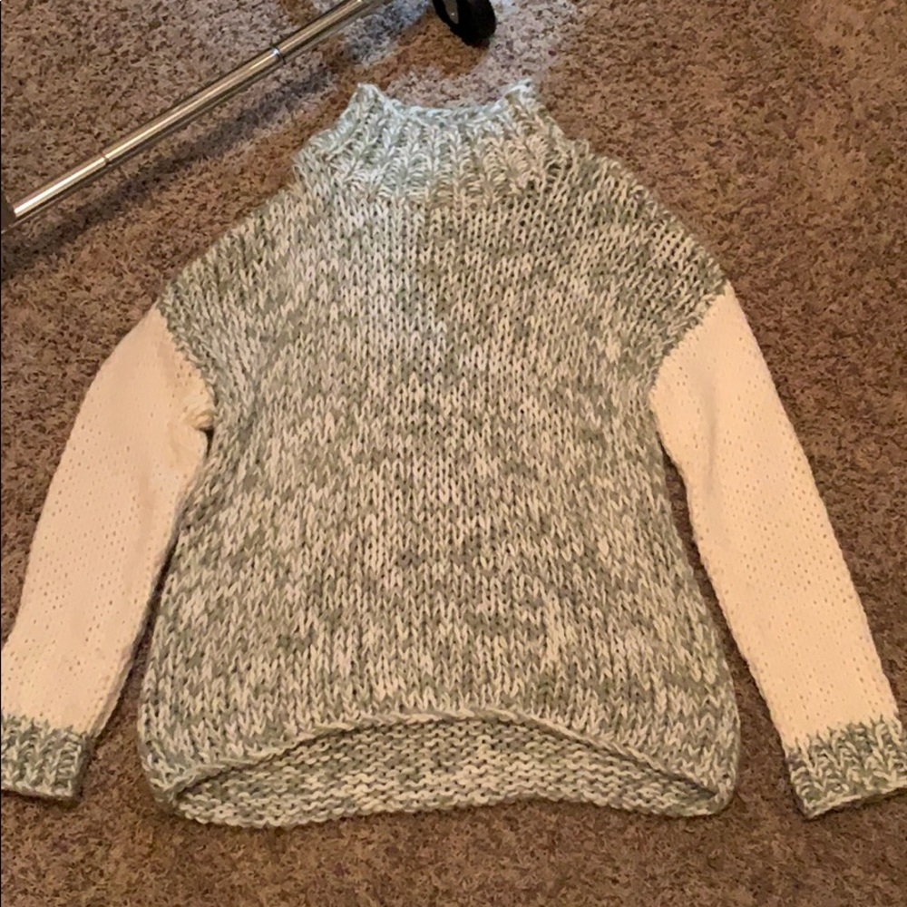 green & ivory sweater - L these three boutique